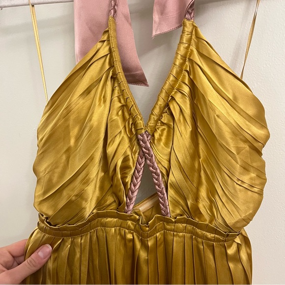 Anthropologie Mustard Dress with Pink Accents - Picture 8 of 9